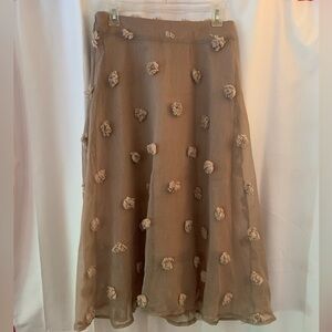 Chicwish Women’s Taupe Cotton Candy 3D Sheer Skirt Side Zipper Close; Size L/XL
